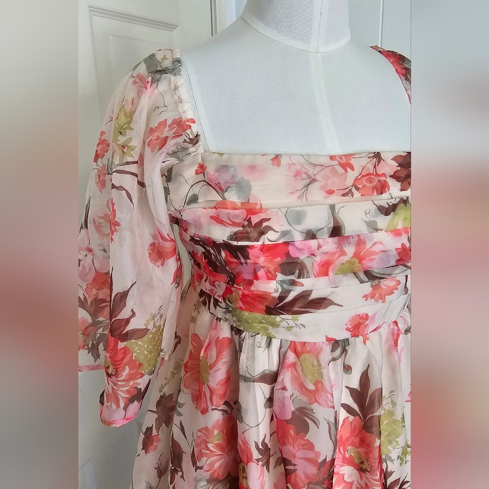 NWT Abercrombie & Fitch Emerson Ruched Angel Sleeve Mini Dress Size M - Picture 3 of 8